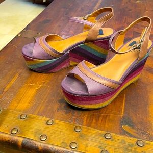 BC Lovely Rainbow Leather Platform Sandals